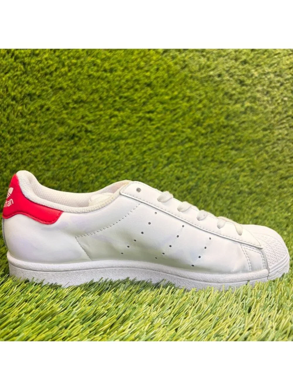 Adidas Stan Smith Low Boys Size 5.5Y White Red Athletic Leather Shoes Sneakers